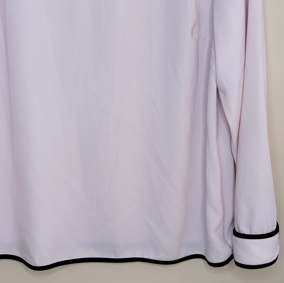 Talbots | Petite Classic Crepe Blouse with Black Trim - Picture 4 of 6